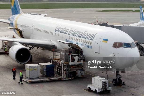 Boeing 767-300 of the UIA airline is seen on the apron of Boryspil International airport near Kiev, Ukraine, 25 April, 2018.