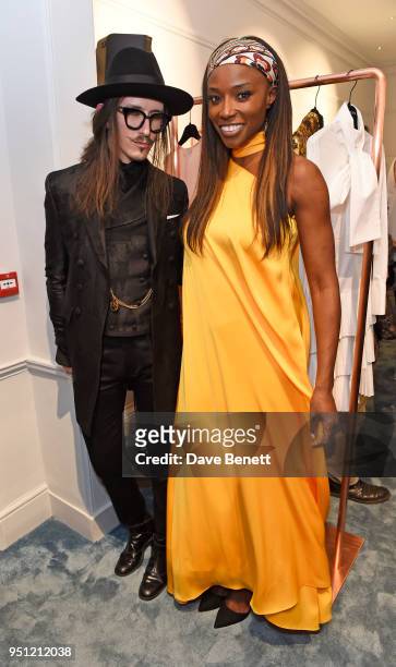 Joshua Kane and Lorraine Pascale attend the House Of Osman launch party supported by Peroni Ambra on April 25, 2018 in London, England.