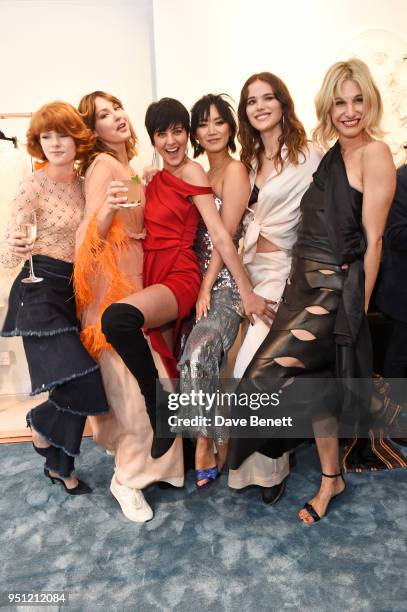 Edwina Preston, Martine Lervik, Eliza Cummings, Betty Bachz, Frankie Herbert and Sophie Ball attend the House Of Osman launch party supported by...