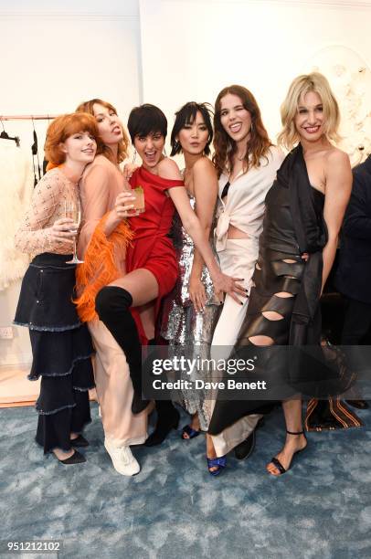 Edwina Preston, Martine Lervik, Eliza Cummings, Betty Bachz, Frankie Herbert and Sophie Ball attend the House Of Osman launch party supported by...