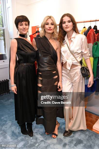 Eliza Cummings, Sophie Ball and Frankie Herbert attend the House Of Osman launch party on April 25, 2018 in London, England.