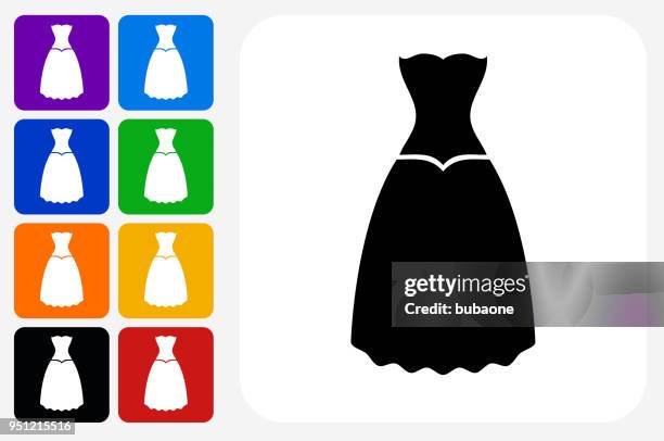 dress icon square button set - dress stock illustrations