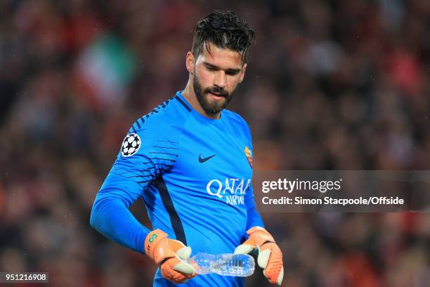 Roma goalkeeper Alisson Becker looks on during the UEFA Champions League Semi Final First Leg match between Liverpool and A.S. Roma at Anfield on...