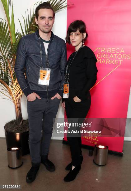 Actor Jacob A. Ware and Filmmaker Shaina Feinberg attend the NOW Market during the 2018 Tribeca Film Festival at Spring Studios on April 25, 2018 in...