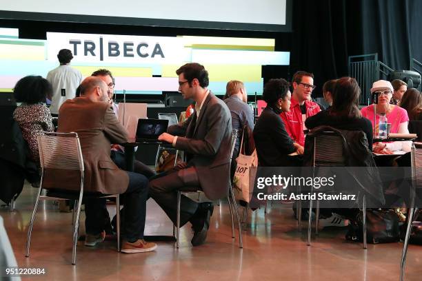 Atmosphere at the NOW Market during the 2018 Tribeca Film Festival at Spring Studios on April 25, 2018 in New York City.