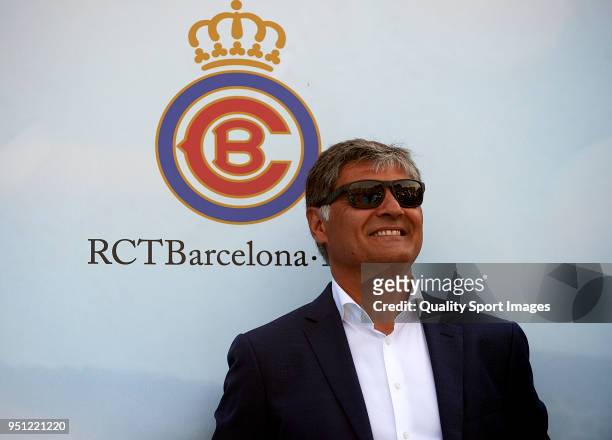 Toni Nadal attends during day three of the ATP Barcelona Open Banc Sabadell at the Real Club de Tenis Barcelona on April 25, 2018 in Barcelona, Spain.