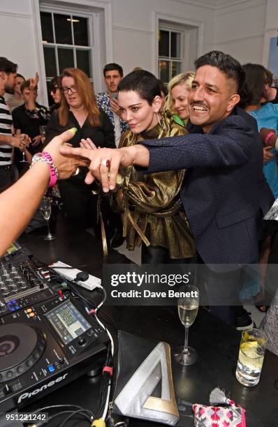 Rose McGowan and Osman Yousefzada attend the House Of Osman launch party supported by Peroni Ambra on April 25, 2018 in London, England.