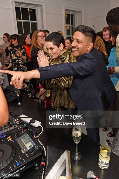 Rose McGowan and Osman Yousefzada attend the House Of Osman launch party supported by Peroni Ambra on April 25, 2018 in London, England.