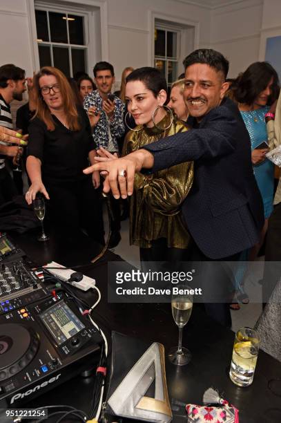 Rose McGowan and Osman Yousefzada attend the House Of Osman launch party supported by Peroni Ambra on April 25, 2018 in London, England.