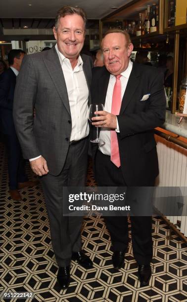 Piers Morgan and Andrew Neil attend The Spectator's lifestyle magazine celebrates its sixth birthday at The Hari on April 25, 2018 in London, England.