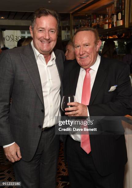 Piers Morgan and Andrew Neil attend The Spectator's lifestyle magazine celebrates its sixth birthday at The Hari on April 25, 2018 in London, England.