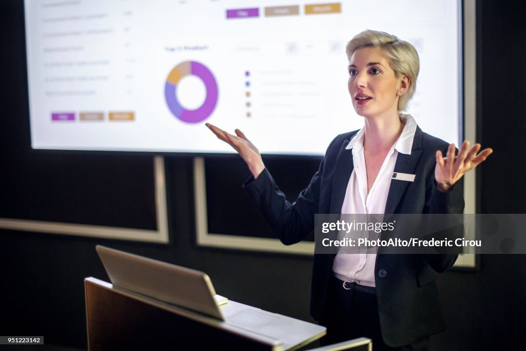 Woman giving presentation