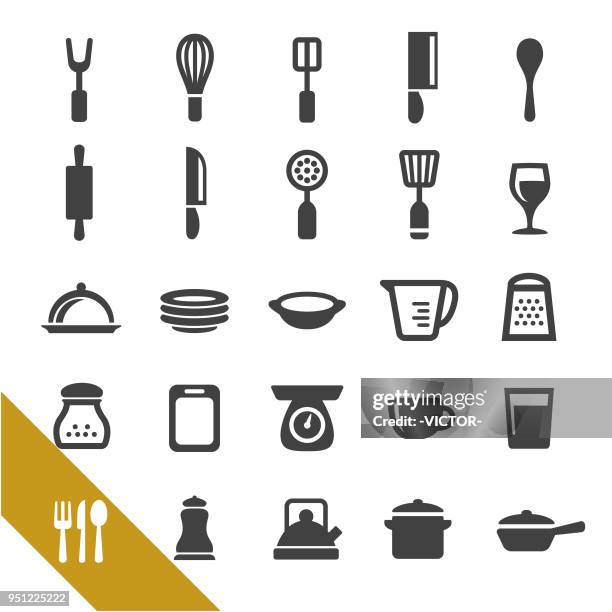 stockillustraties, clipart, cartoons en iconen met keuken gebruiksvoorwerp icons - select series - schuimspatel