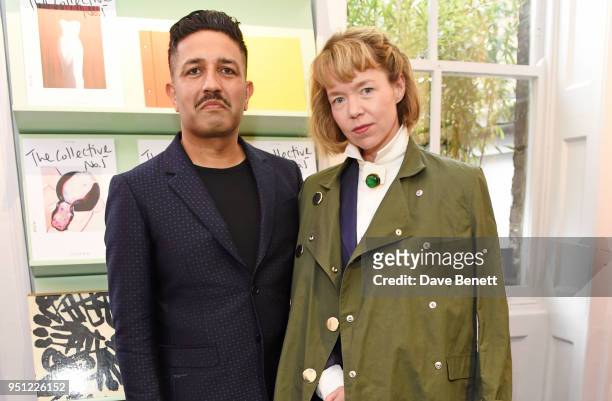 Osman Yousefzada and Anna Maxwell Martin attend the House Of Osman launch party supported by Peroni Ambra on April 25, 2018 in London, England.