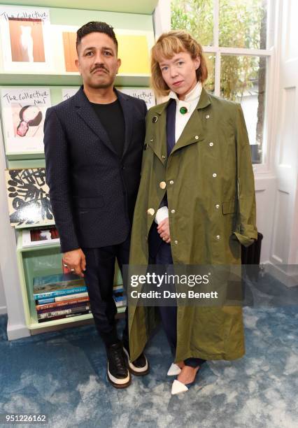 Osman Yousefzada and Anna Maxwell Martin attend the House Of Osman launch party supported by Peroni Ambra on April 25, 2018 in London, England.