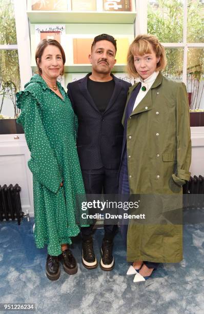 Natalie Kingham, Osman Yousefzada and Anna Maxwell Martin attend the House Of Osman launch party supported by Peroni Ambra on April 25, 2018 in...