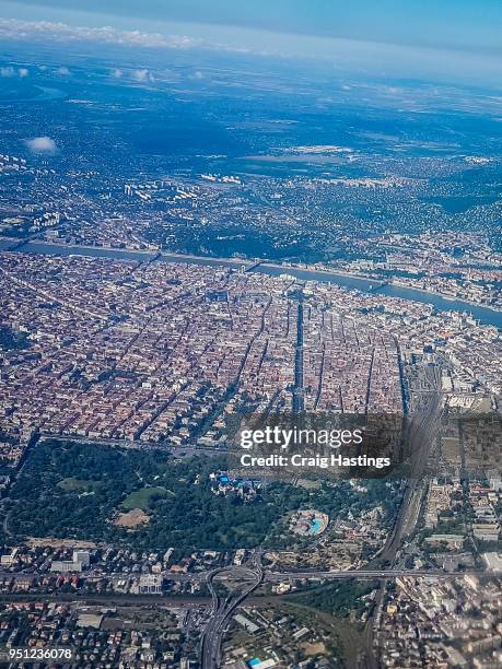view of budapest from the air - beautiful blue danube stock pictures, royalty-free photos & images