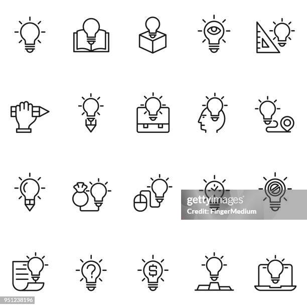 ilustrações, clipart, desenhos animados e ícones de conjunto de ícones criativos - idea