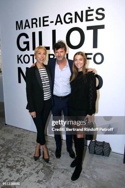 Of Mazarine Group Paul-Emmanuel Reiffers standing between Mathilde Favier and her daughter Heloise Agostinelli attend the Cocktail Party for the...