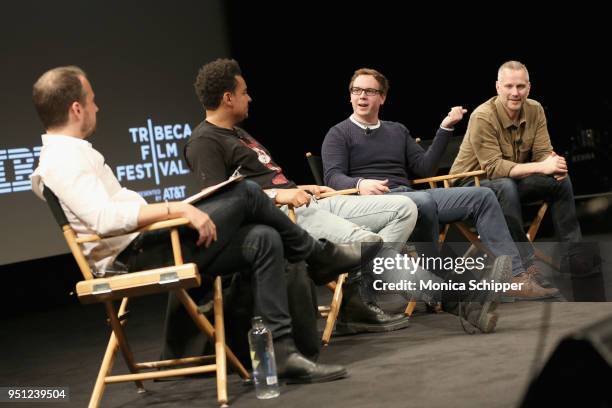 Sebastian Tomich, Alex da Kid, Joshua Carr, and Tim Ganss attend the "Future of Film" during the 2018 Tribeca Film Festival at Spring Studios on...