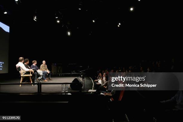 Sebastian Tomich, Alex da Kid, Joshua Carr, and Tim Ganss attend the "Future of Film" during the 2018 Tribeca Film Festival at Spring Studios on...