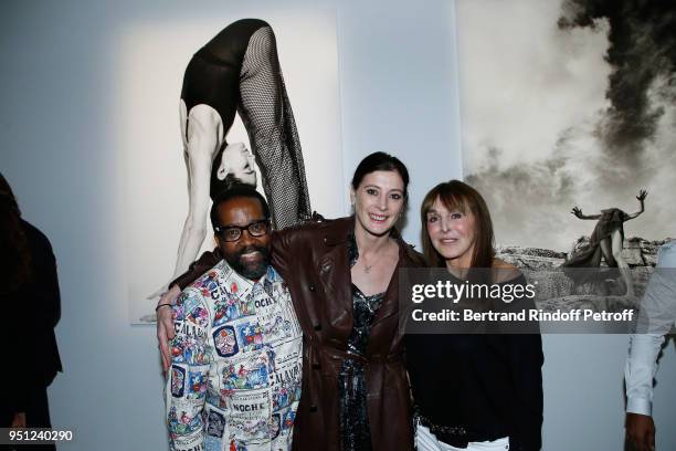 Photographer Koto Bolofo, Choreographer Marie-Agnes Gillot and Creator of the 'Numero magazine' Babeth Djian attend the Cocktail Party for the...