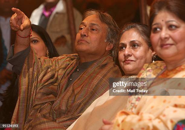 Sarod player Amjad Ali Khan, actress Jaya Bachchan and Subhalakshmi Khan at the launch of the book 50 Maestros 50 Recordings in New Delhi on Monday,...