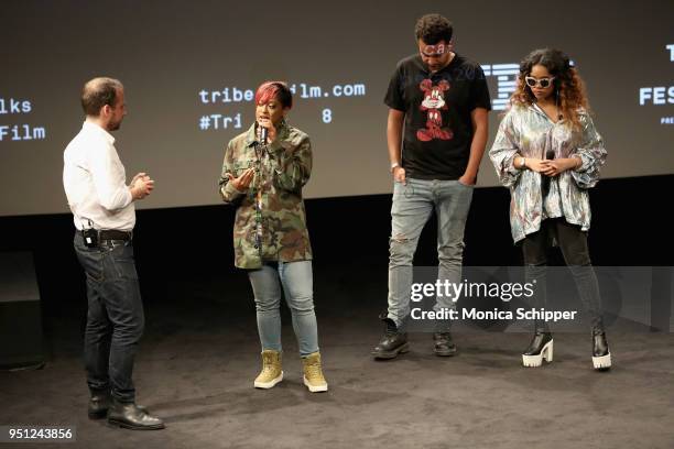 Sebastian Tomich, Rapsody, Alex da Kid, and H.E.R. Attend the "Future of Film" during the 2018 Tribeca Film Festival at Spring Studios on April 25,...