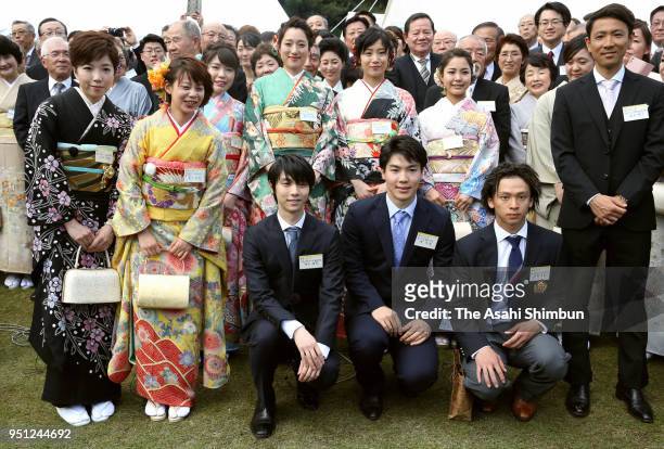 Nao Kodaira, Nana Takagi, Yuzuru Hanyu, Daichi Hara, Ayumu Hirano Ayano Sato, Ayaka Kikuchi, Miho Takagi, Sara Takanashi and Akito Watabe pose for...