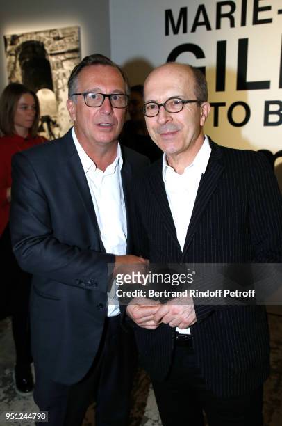 President of Fashion Activities at Chanel Bruno Pavlovsky and CEO of Sonia Rykiel, Jean-Marc Loubier attend the Cocktail Party for the "Marie-Agnes...