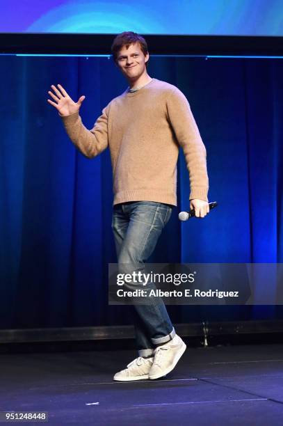 Actor Lucas Hedges speaks onstage during the CinemaCon 2018- Focus Features Presentation at Caesars Palace during CinemaCon, the official convention...