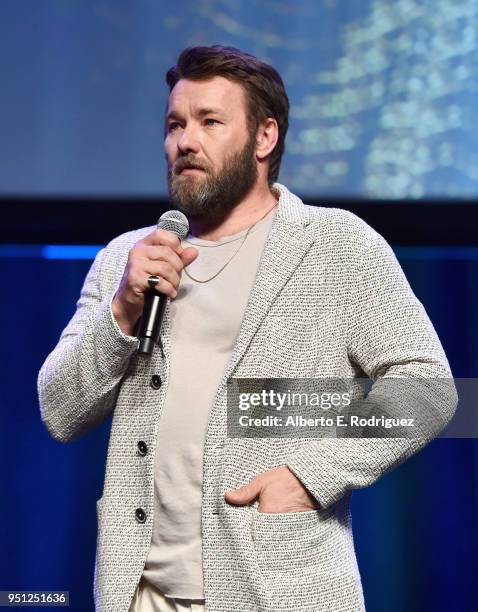 Director Joel Edgerton Hedges speaks onstage during the CinemaCon 2018- Focus Features Presentation at Caesars Palace during CinemaCon, the official...