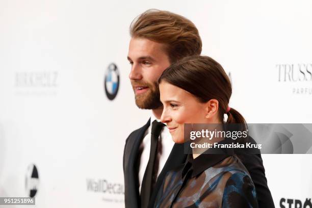 Andre Hamann and Aylin Tezel attend the Duftstars at Flughafen Tempelhof on April 25, 2018 in Berlin, Germany.