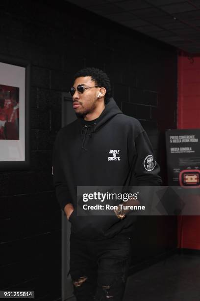 Otto Porter Jr. #22 of the Washington Wizards arrives before Game Five of the Eastern Conference Quarterfinals against the Toronto Raptors during the...