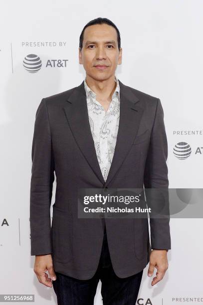 Michael Greyeyes attends the Screening of "Woman Walks Ahead" - 2018 Tribeca Film Festival at BMCC Tribeca PAC on April 25, 2018 in New York City.