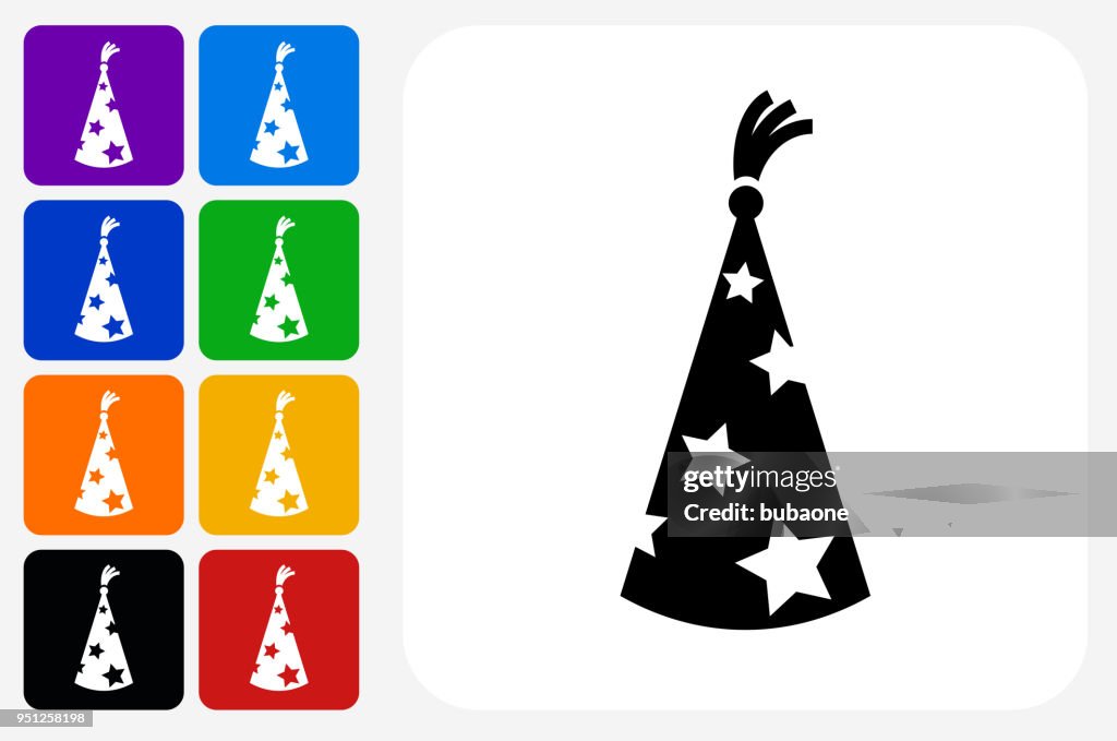 Wizard Hat Icon Square Button Set