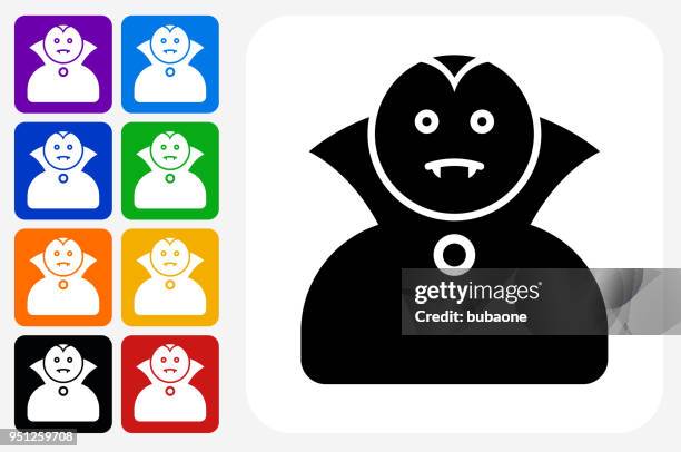 dracula icon square button set - dracula stock illustrations