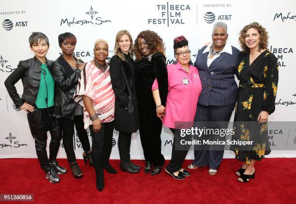 Sharon Chang, Diana Ellis, Bobbie Woods, Madeleine Sackler, Dorothy Tanksley, Loria Perez, Jacqueline Henderson and Stacey Reiss attend the screening...