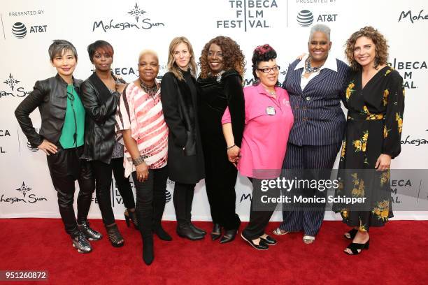 Sharon Chang, Diana Ellis, Bobbie Woods, Madeleine Sackler, Dorothy Tanksley, Loria Perez, Jacqueline Henderson and Stacey Reiss attend the screening...