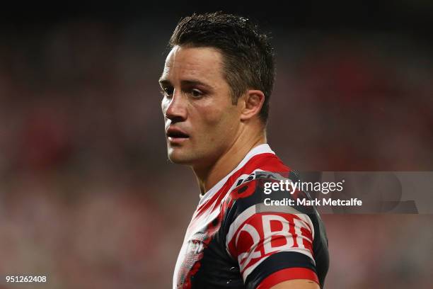 Cooper Cronk of the Roosters looks dejected after conceding a try in the round eight NRL match between the St George Illawara Dragons and Sydney...
