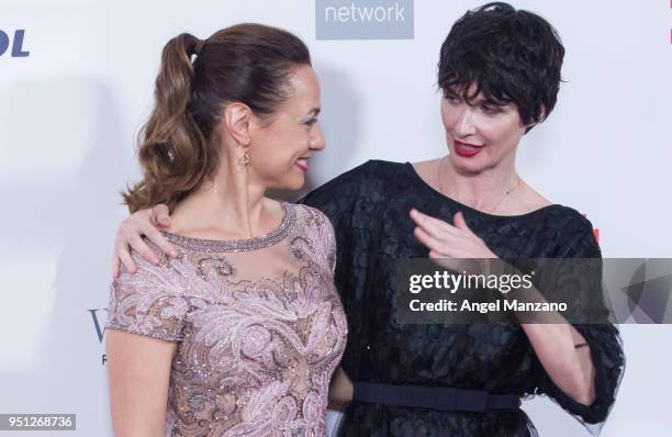 Paz Vega and Natalia Verbeke attend the ARI awards on April 25, 2018 in Madrid, Spain.