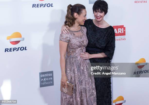 Paz Vega and Natalia Verbeke attend the ARI awards on April 25, 2018 in Madrid, Spain.