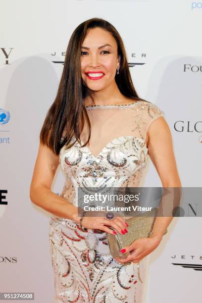 Gulshat Uzenbaeva attends "Global Gift Gala Paris 2018 at Four Seasons Hotel George V on April 25, 2018 in Paris, France.