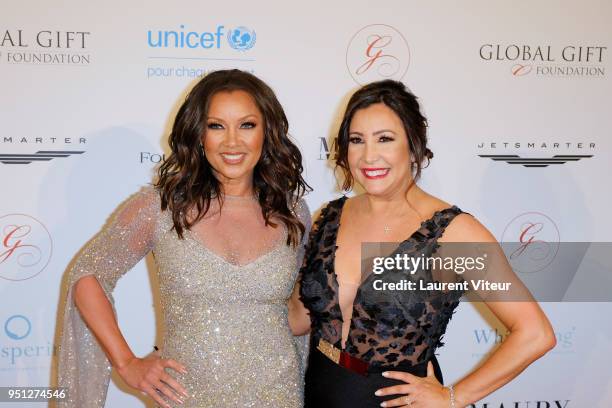 Vanessa Williams and Maria Bravo attend "Global Gift Gala Paris 2018 at Four Seasons Hotel George V on April 25, 2018 in Paris, France.