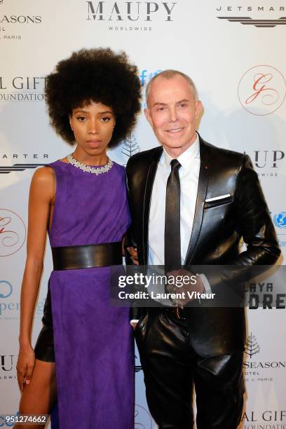 Designer Jean-Claude Jitrois and model attend "Global Gift Gala Paris 2018 at Four Seasons Hotel George V on April 25, 2018 in Paris, France.