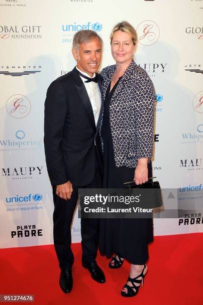 Paul Belmondo and his wife Luana Belmondo attend "Global Gift Gala Paris 2018 at Four Seasons Hotel George V on April 25, 2018 in Paris, France.