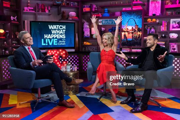 Pictured : Andy Cohen, Kelly Ripa and Mark Consuelos --