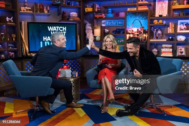 Pictured : Andy Cohen, Kelly Ripa and Mark Consuelos --