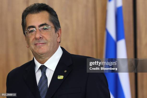 Ioannis Pediotis, Greece's ambassador to Brazil, stands during a ceremony of accreditation at the Planalto Palace in Brasilia, Brazil, on Wednesday,...