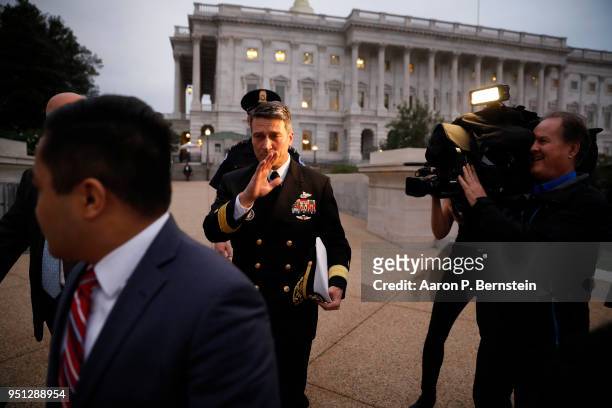 Veterans Affairs Secretary Nominee Dr. Ronny Jackson departs the U.S. Capitol April 25, 2018 in Washington, DC. Jackson faces a tough confirmation...